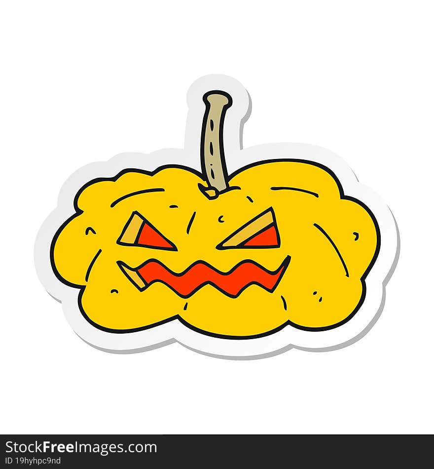 Sticker Of A Cartoon Halloween Pumpkin