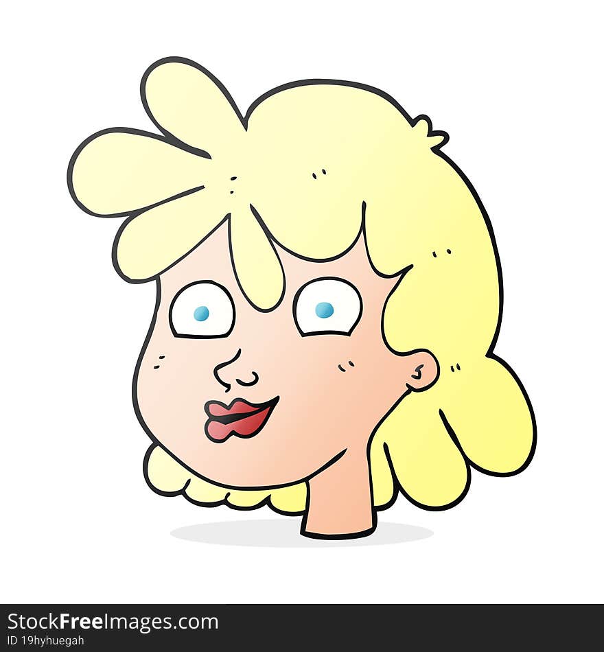 freehand drawn cartoon female face