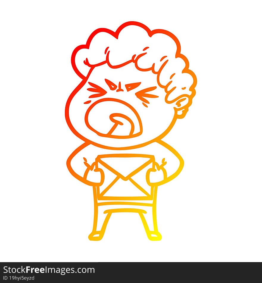 warm gradient line drawing cartoon furious man