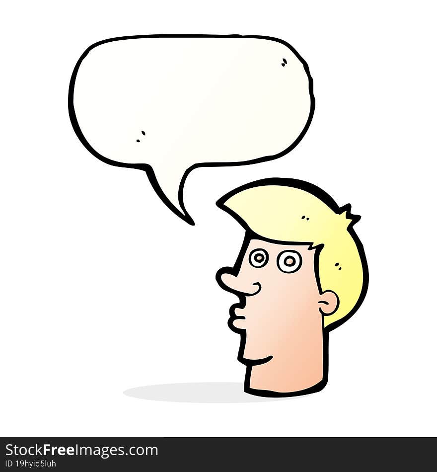 Cartoon Confused Man With Speech Bubble