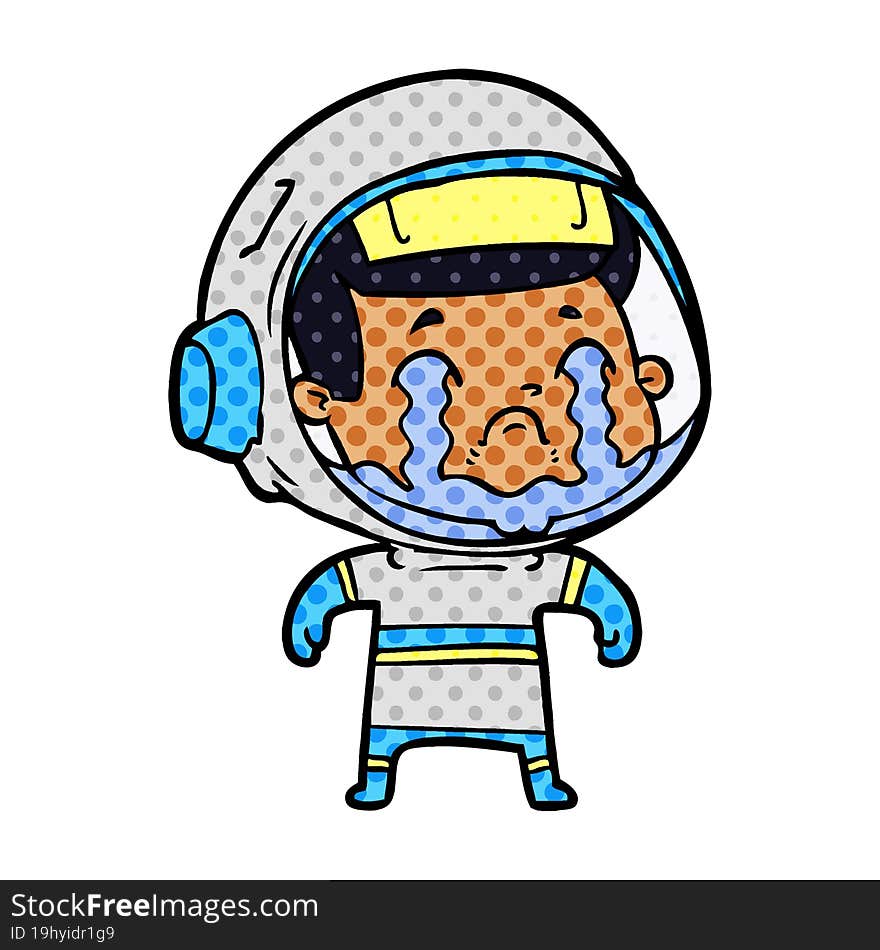 cartoon crying astronaut. cartoon crying astronaut