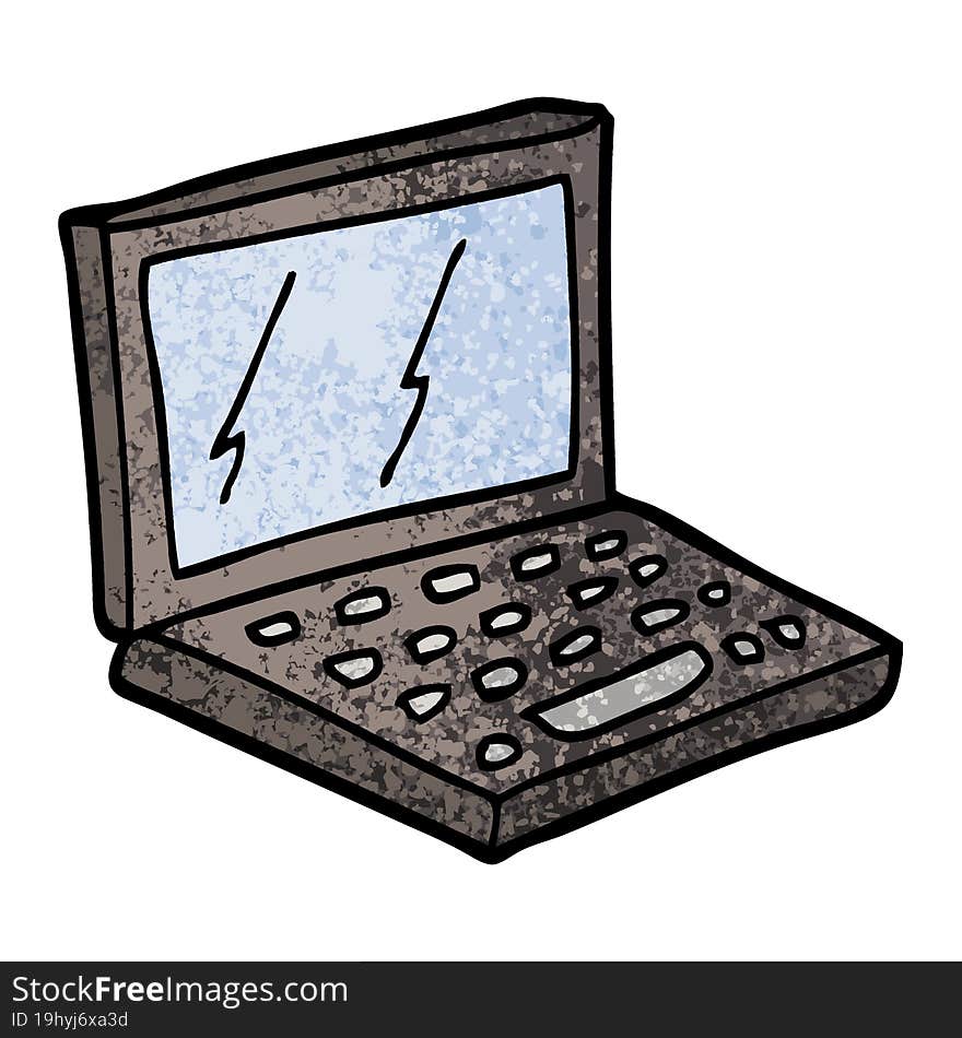 Grunge Textured Illustration Cartoon Laptop Computer