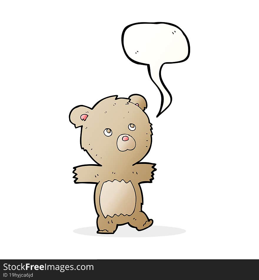 cartoon cute teddy bear with speech bubble