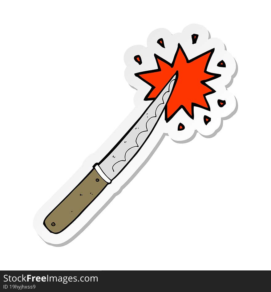 sticker of a cartoon knife