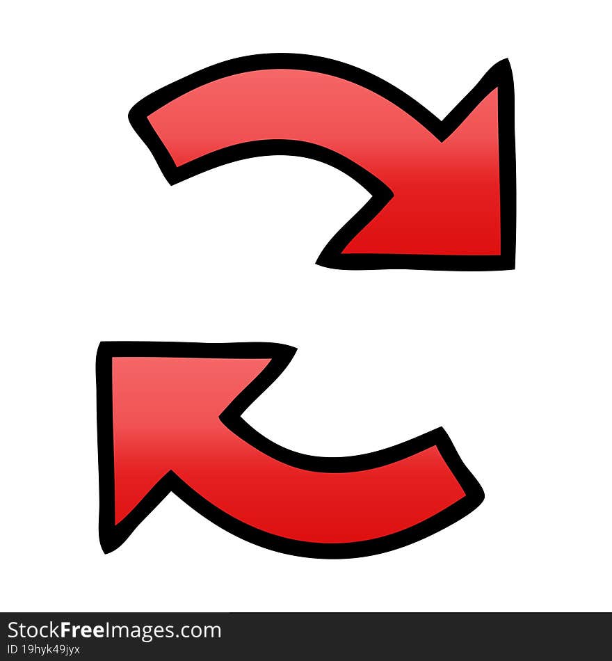 gradient shaded cartoon directional arrow