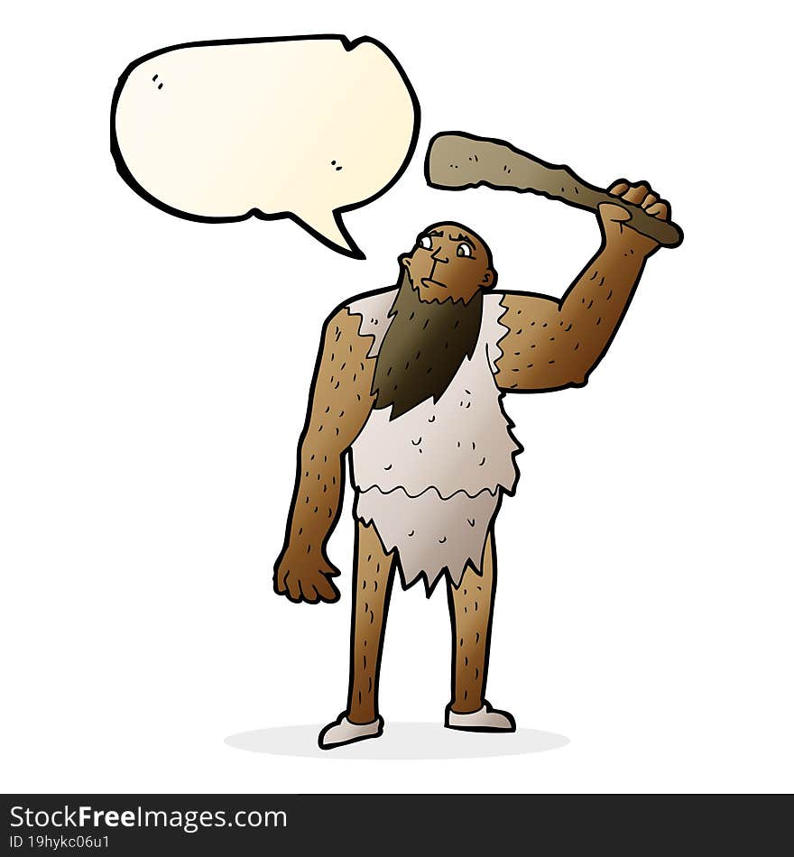 cartoon neanderthal with speech bubble