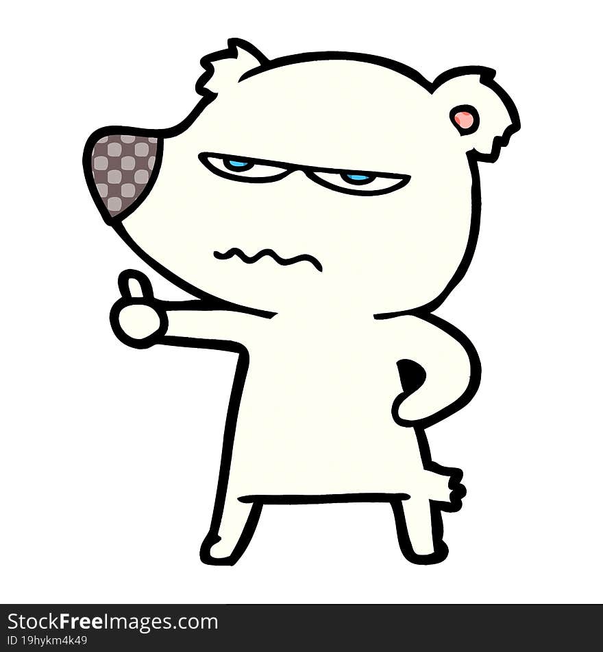 angry bear polar cartoon giving thumbs up. angry bear polar cartoon giving thumbs up