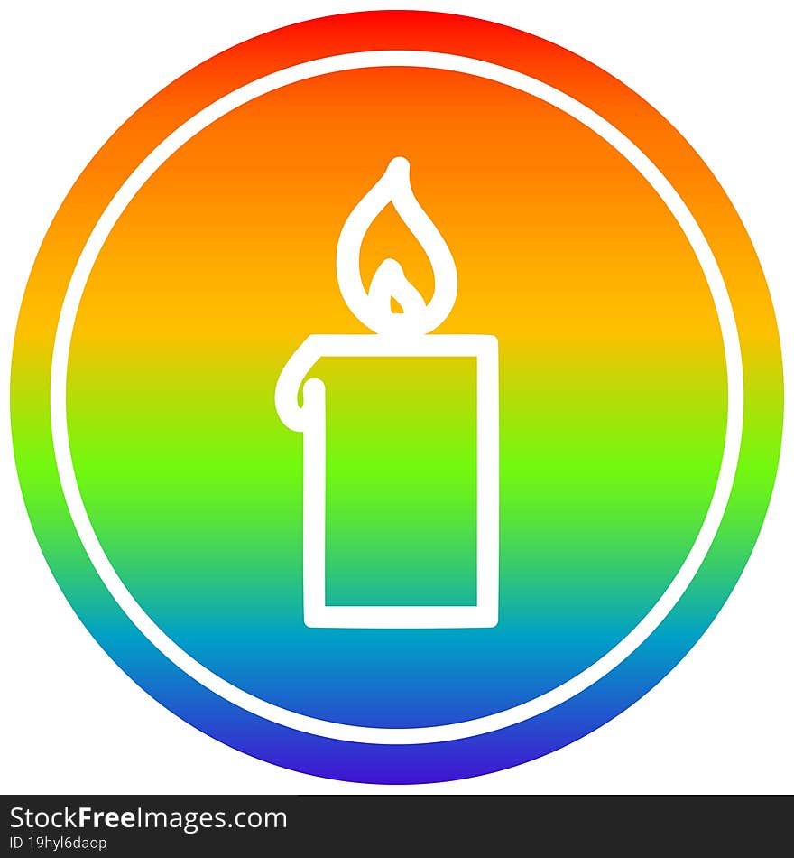 burning candle circular in rainbow spectrum