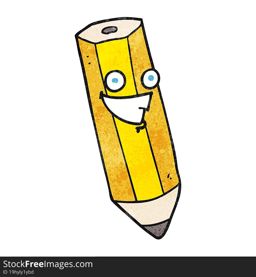 happy textured cartoon pencil