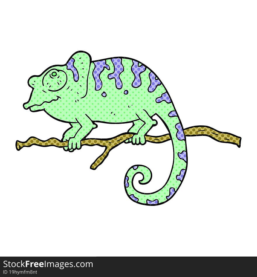 freehand drawn cartoon chameleon