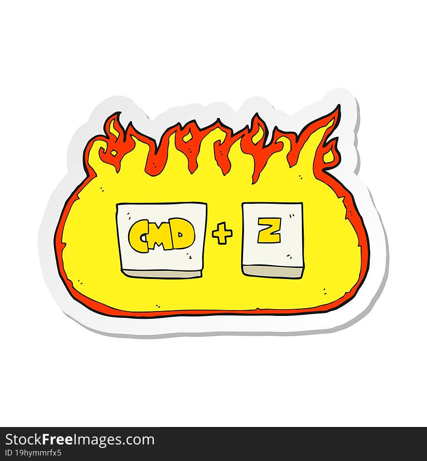 sticker of a cartoon command Z function