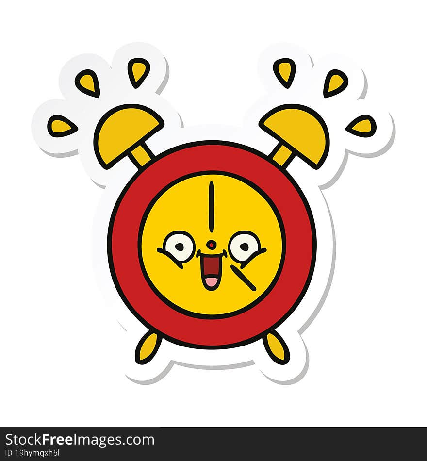 sticker of a cute cartoon alarm clock