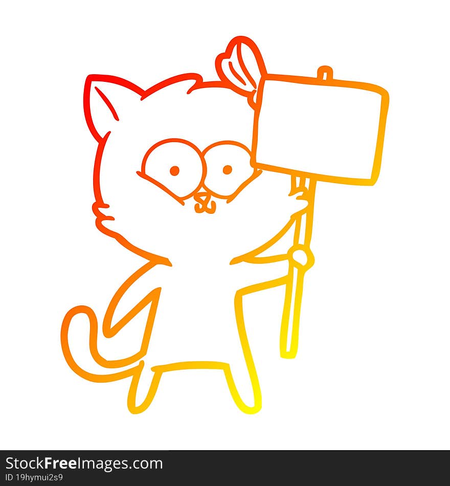 warm gradient line drawing cartoon cat