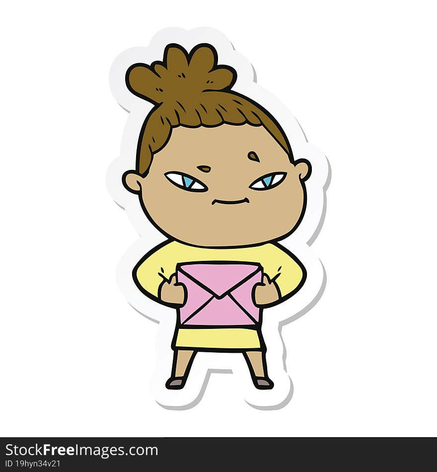 sticker of a cartoon woman