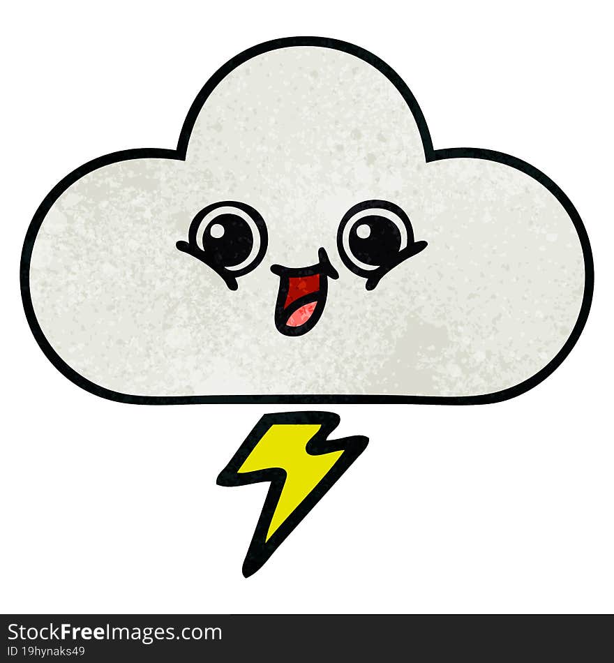 Retro Grunge Texture Cartoon Storm Cloud