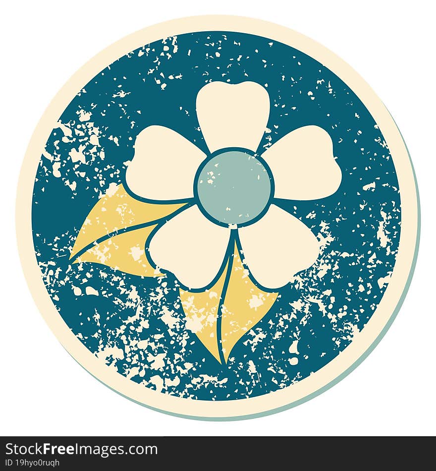 iconic distressed sticker tattoo style image of a flower. iconic distressed sticker tattoo style image of a flower