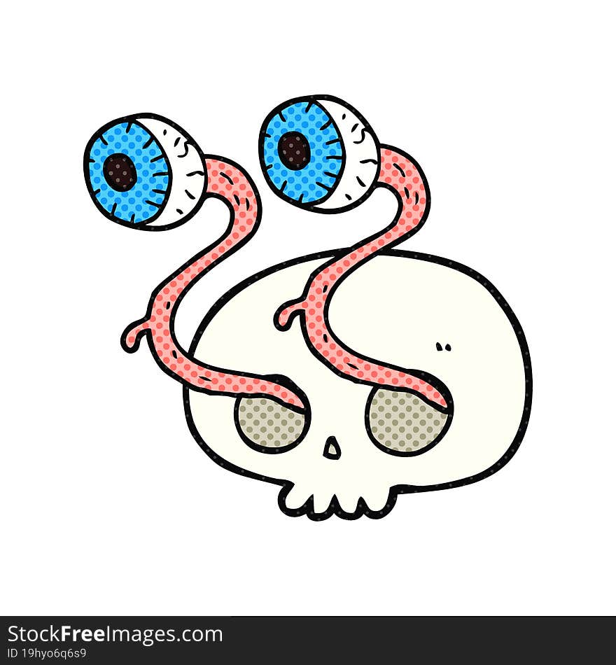 gross comic book style cartoon eyeball skull