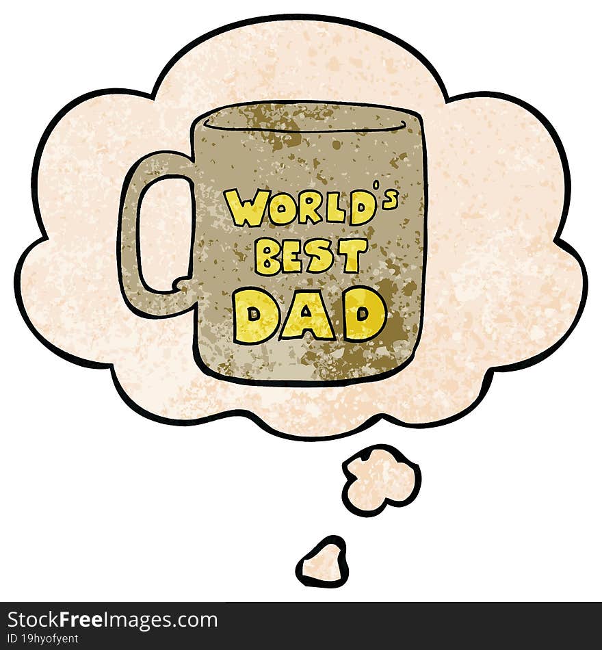 worlds best dad mug and thought bubble in grunge texture pattern style