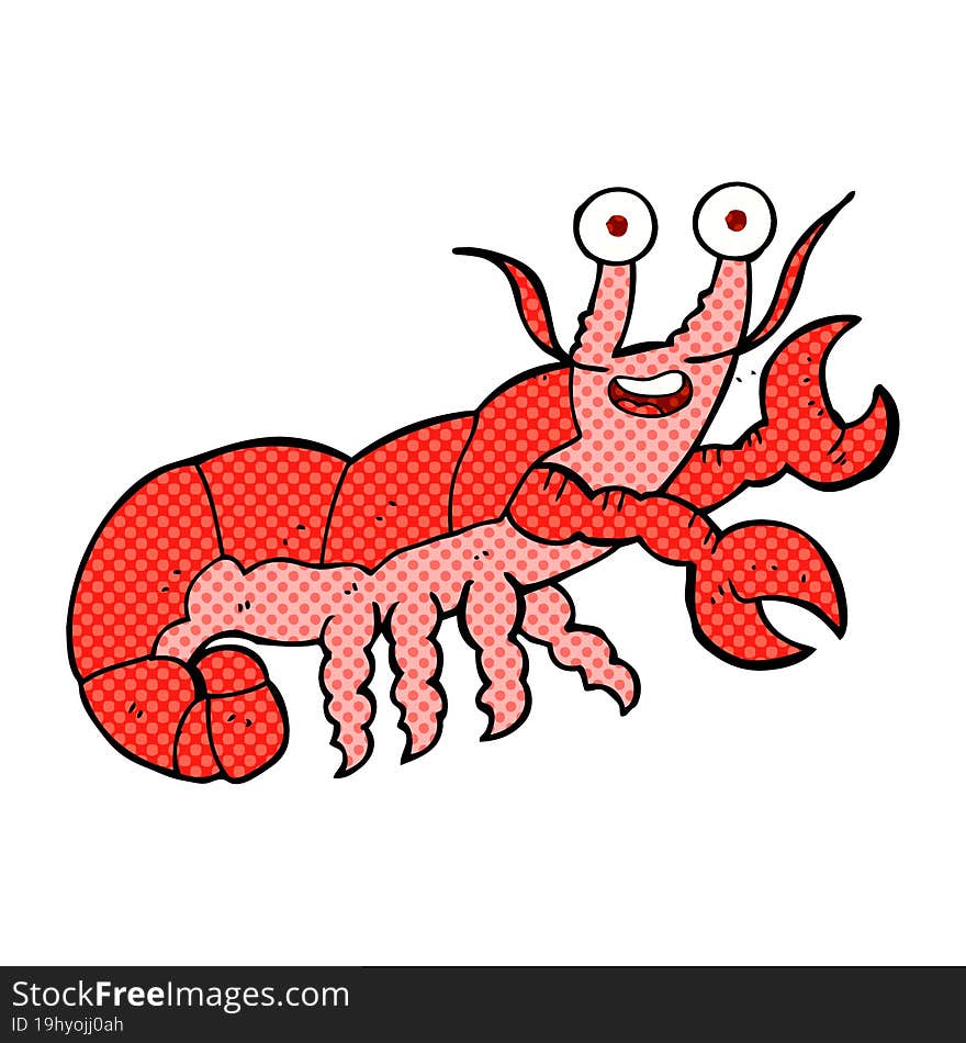 freehand drawn cartoon lobster