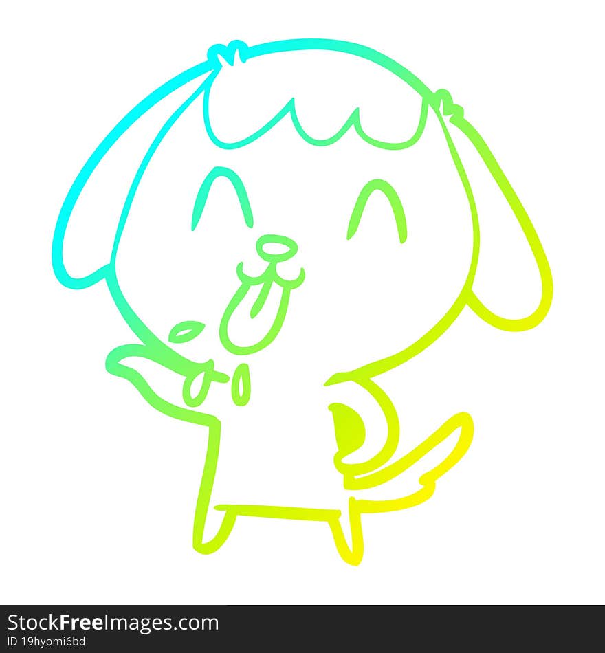 Cold Gradient Line Drawing Cute Cartoon Dog