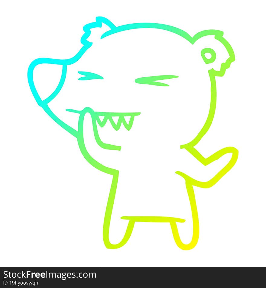 cold gradient line drawing angry polar bear cartoon thinking