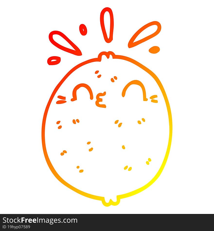 warm gradient line drawing cute cartoon lemon