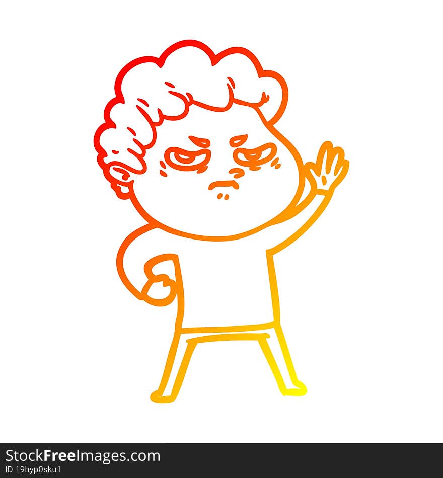 warm gradient line drawing cartoon angry man