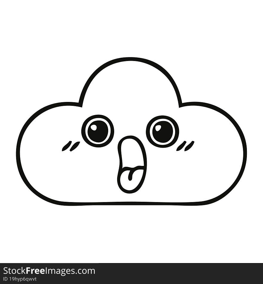 line drawing cartoon snow cloud