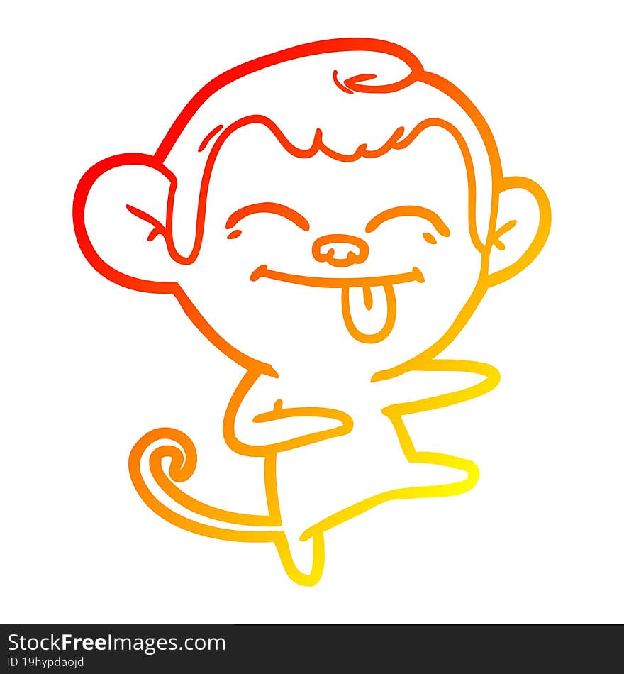 warm gradient line drawing funny cartoon monkey pointing