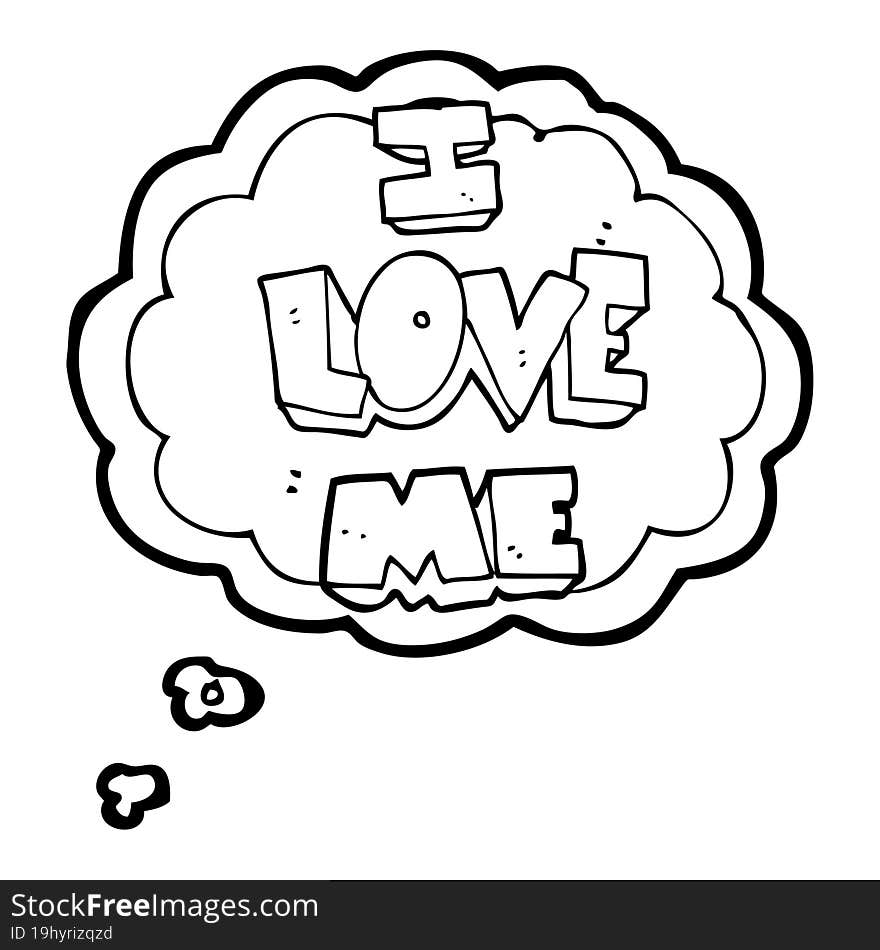 i love me freehand drawn thought bubble cartoon symbol. i love me freehand drawn thought bubble cartoon symbol