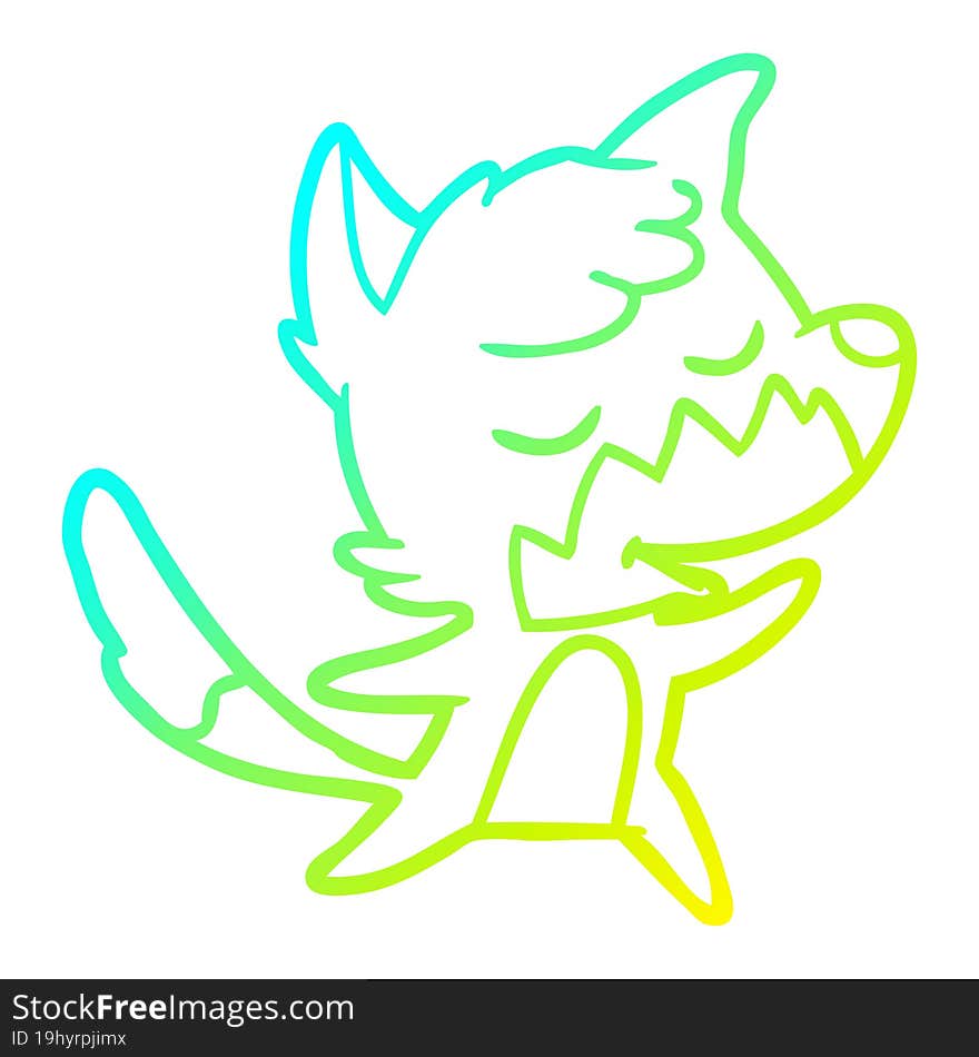 cold gradient line drawing friendly cartoon fox