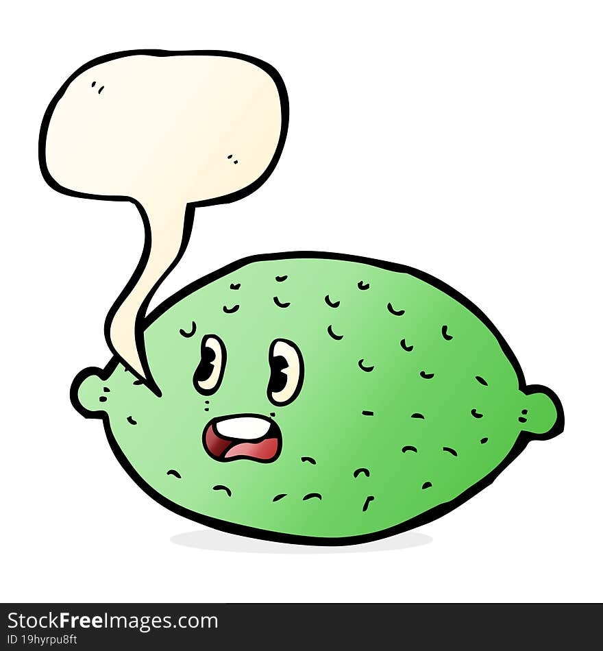 Cartoon Lime With Speech Bubble