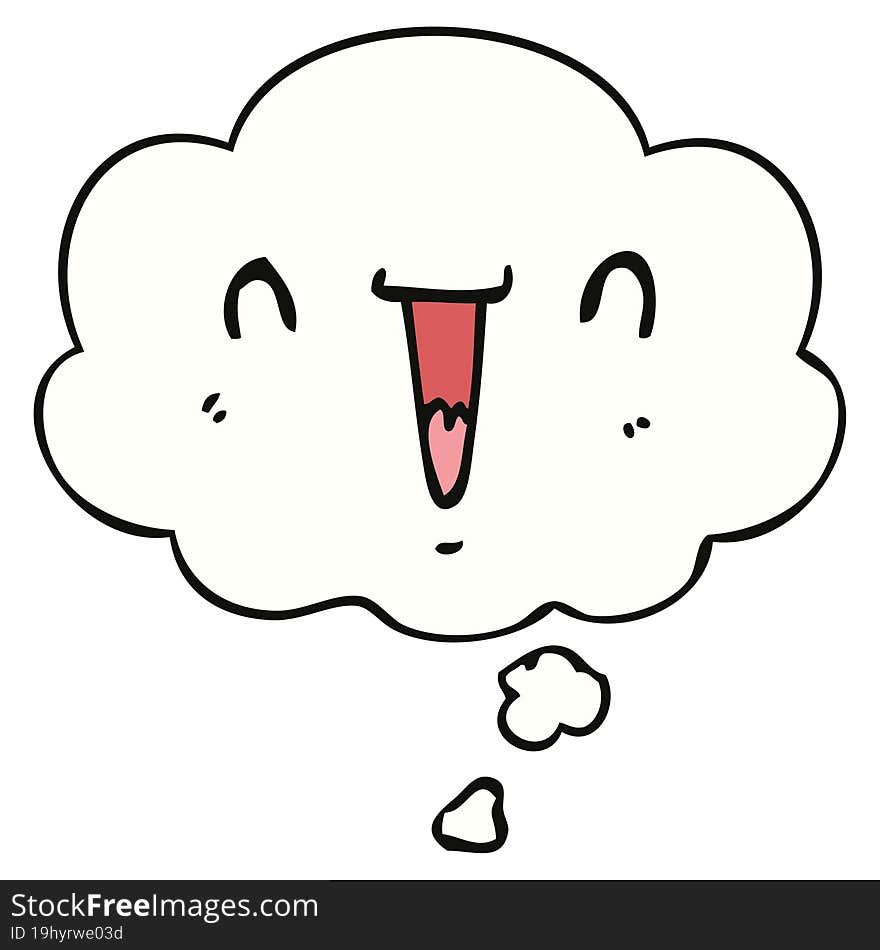 cute happy cartoon face with thought bubble. cute happy cartoon face with thought bubble