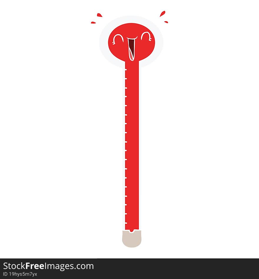 flat color style cartoon thermometer laughing