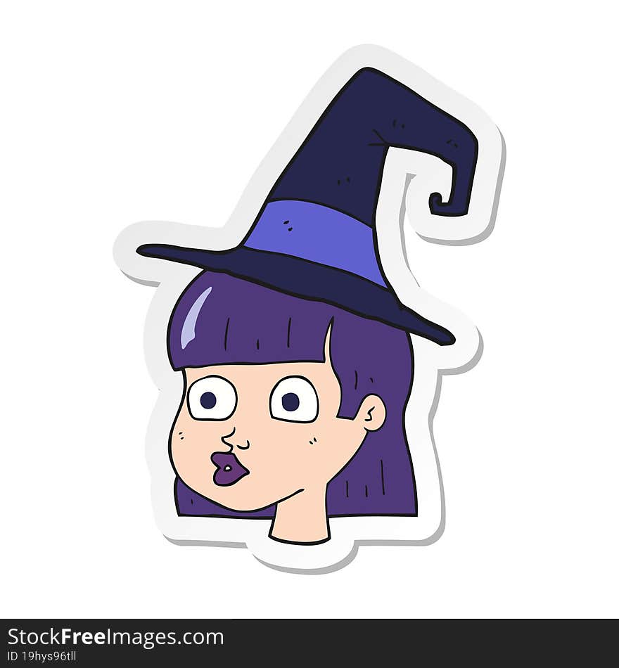 sticker of a cartoon witch