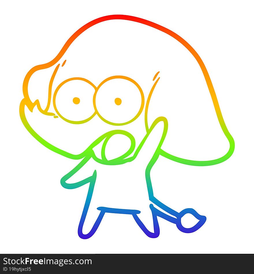 rainbow gradient line drawing cute cartoon elephant