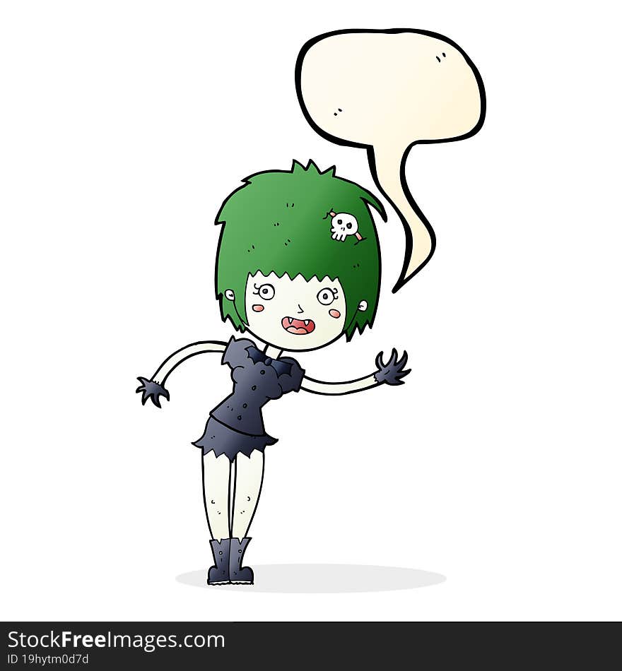 cartoon vampire girl with speech bubble