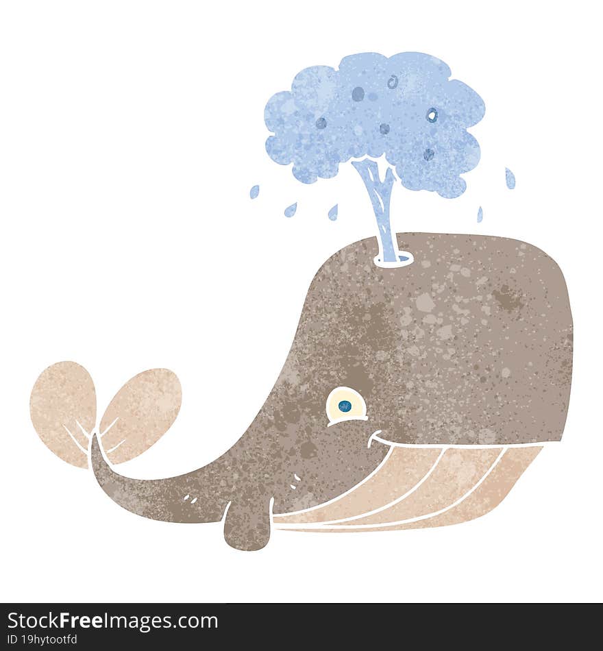 Retro Cartoon Whale Spouting Water