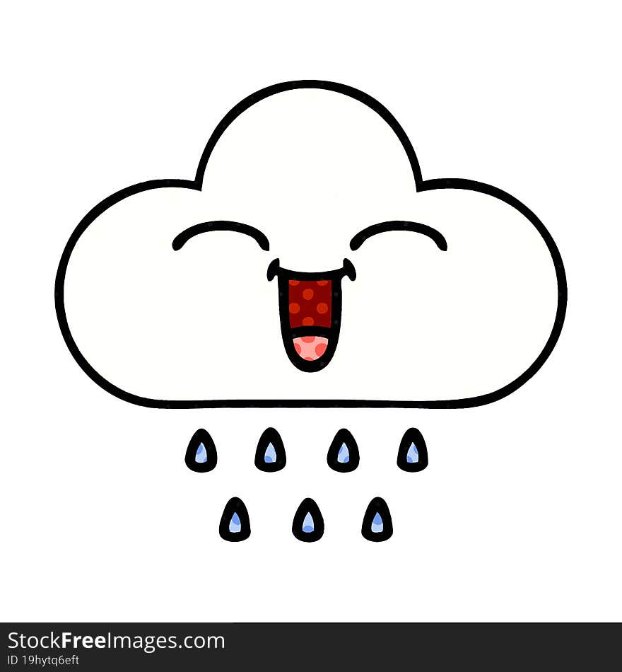 Comic Book Style Cartoon Rain Cloud