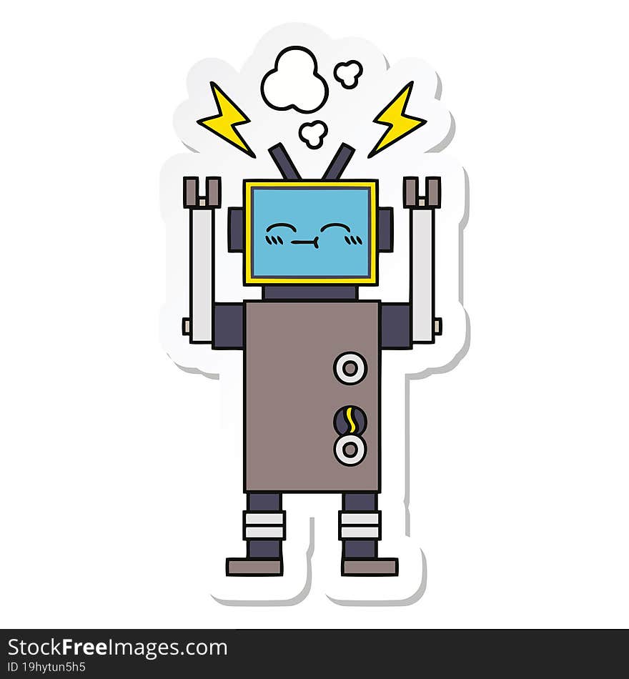 sticker of a cute cartoon robot