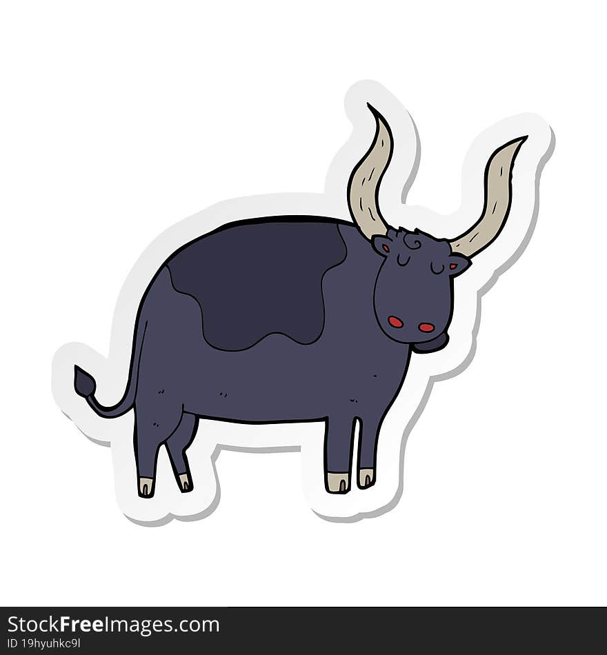 Sticker Of A Cartoon Ox