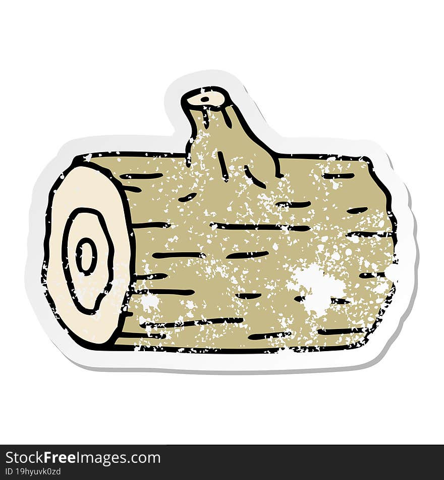 distressed sticker of a quirky hand drawn cartoon wooden log