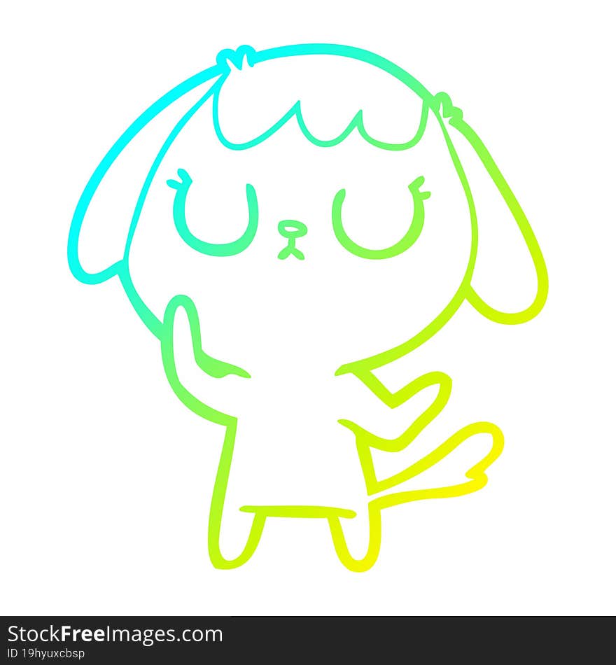 Cold Gradient Line Drawing Cute Cartoon Dog