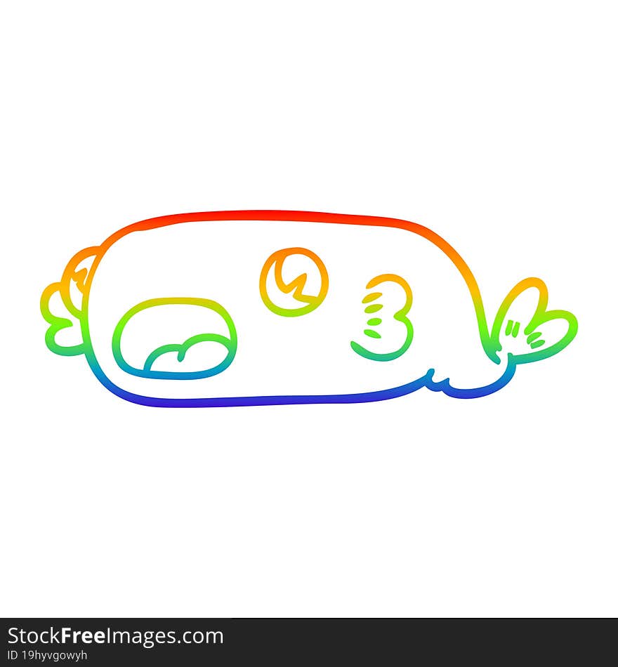 rainbow gradient line drawing cartoon fish