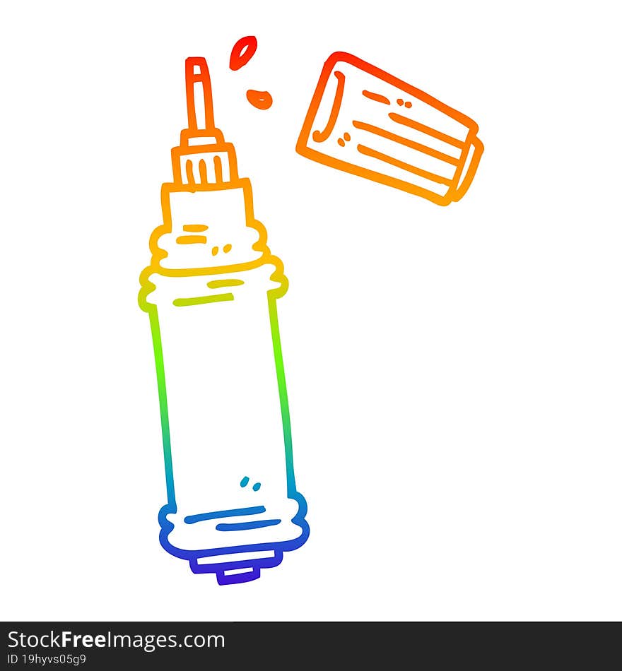 rainbow gradient line drawing of a cartoon ink pen