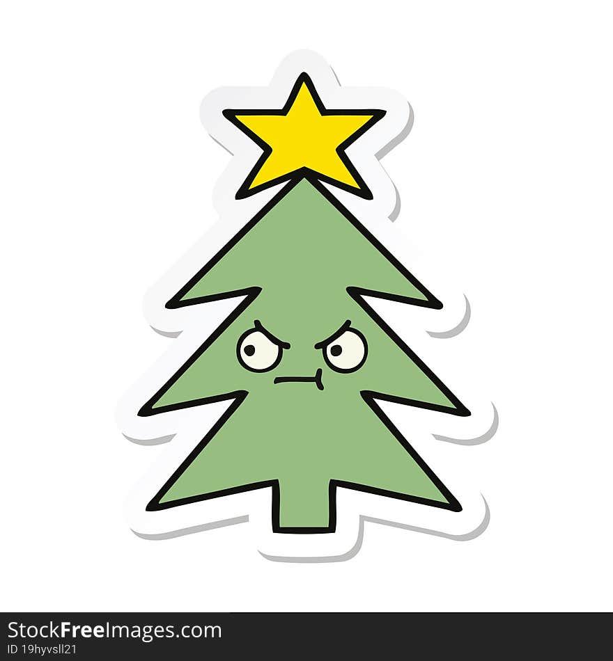 sticker of a cute cartoon christmas tree