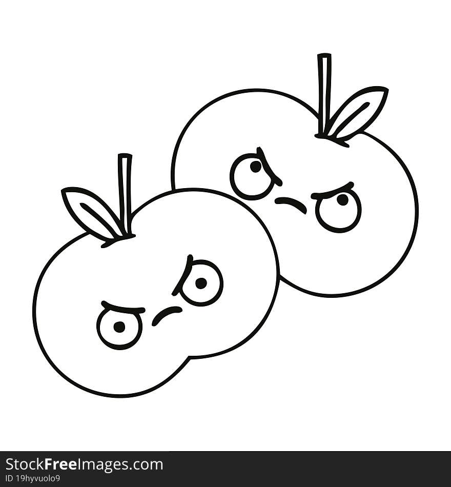 line drawing cartoon of a apples. line drawing cartoon of a apples