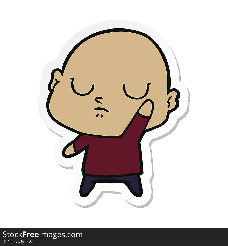 sticker of a cartoon bald man