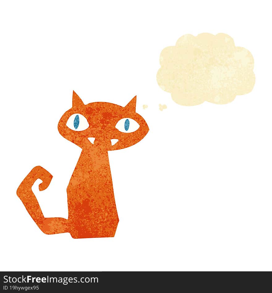 cartoon cat with thought bubble