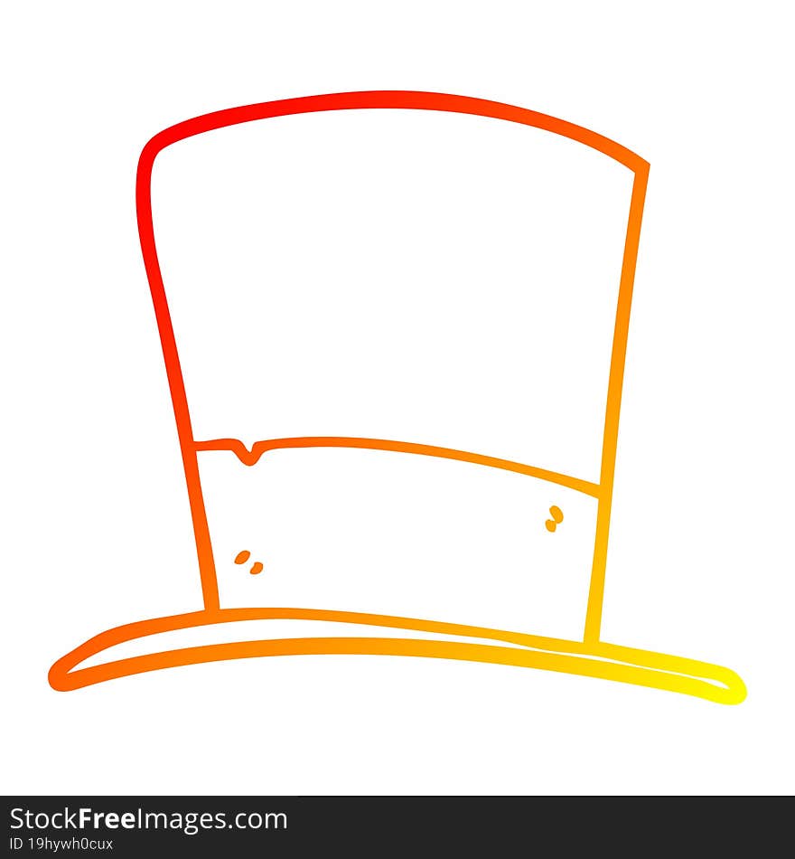 warm gradient line drawing cartoon top hat